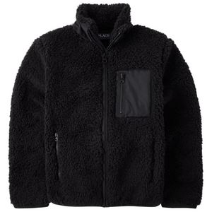 Black Sherpa Fleece Jacket Coat Collar Youth XL 14-16 Gently Used